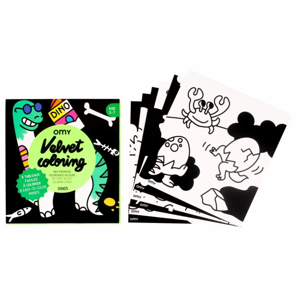 Coloriage velours - Dino | Vert