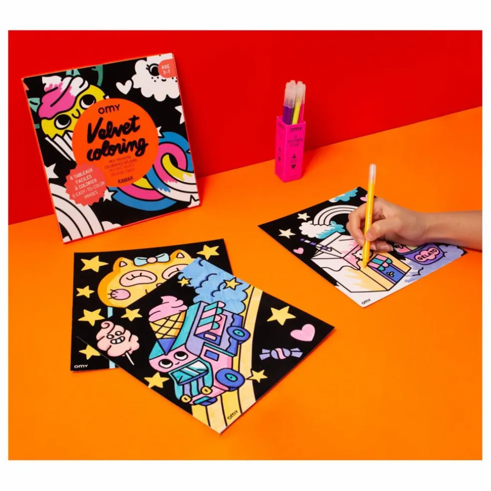 Coloriage velours - Kawai | Orange