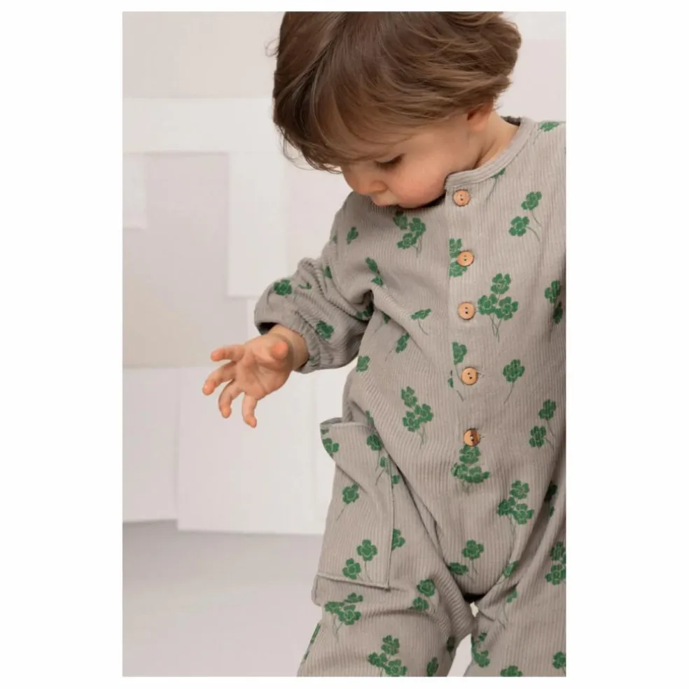 Combinaison Big Papi Trèfles Velours Côtelé Coton Bio | Gris