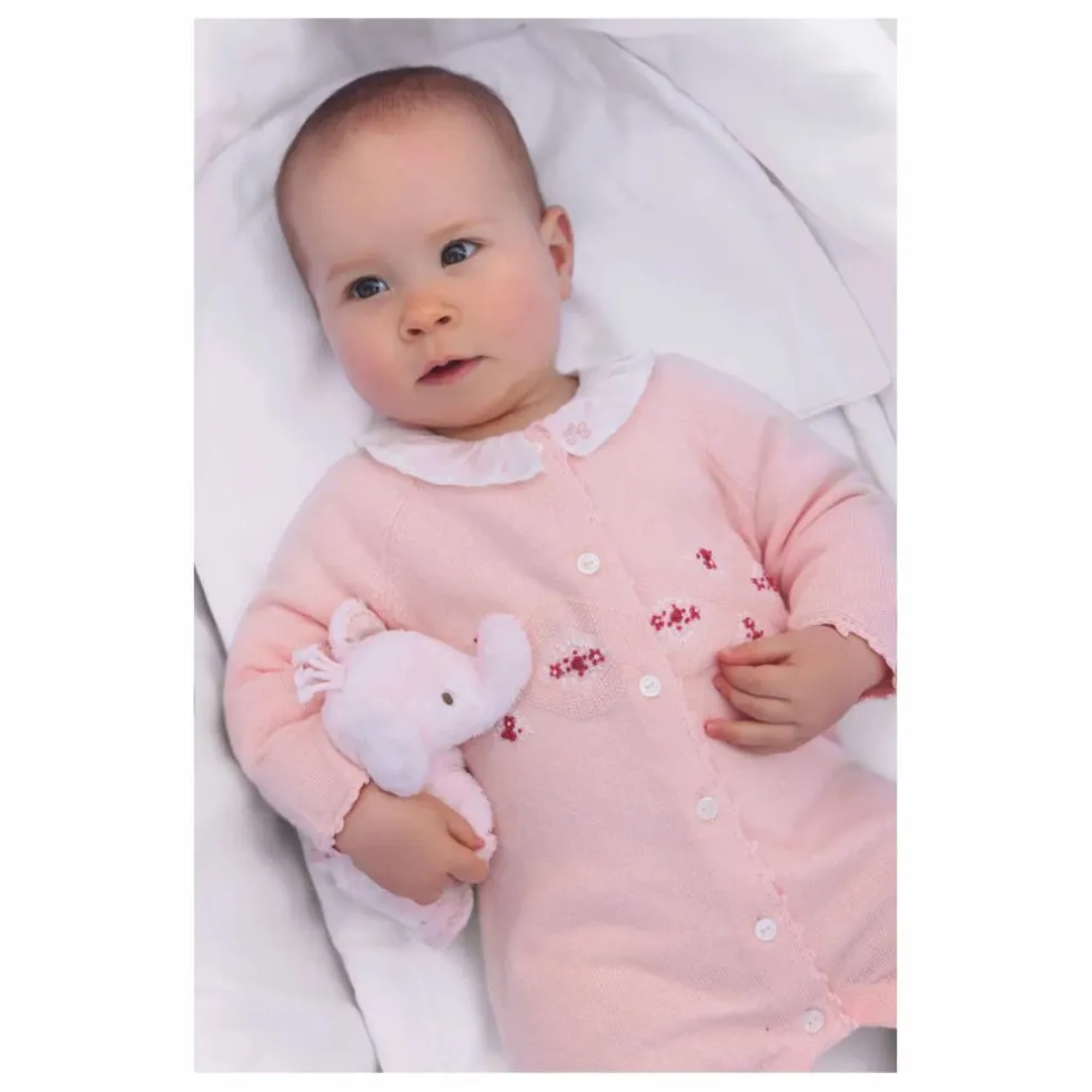 Combinaison Brodée Laine | Rose pâle