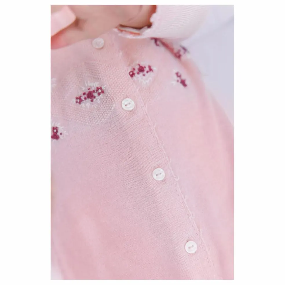 Combinaison Brodée Laine | Rose pâle