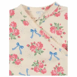 Combinaison Cache Coeur Fleurie Coton Bio | Ecru