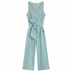 Combinaison Ceinturée Vichy - Collection Femme | Bleu turquoise