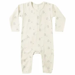 Combinaison Côtelée Hiboux Coton Bio | Ecru