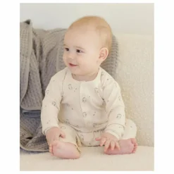 Combinaison Côtelée Hiboux Coton Bio | Ecru