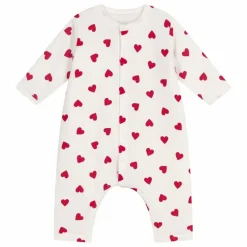 Combinaison Cœurs Coton Ouatiné | Blanc