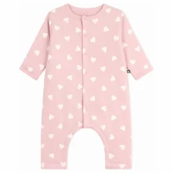 Combinaison Cœurs Coton Ouatiné | Rose pâle