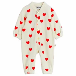Combinaison Cœurs Velours Coton Bio | Blanc