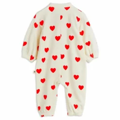Combinaison Cœurs Velours Coton Bio | Blanc