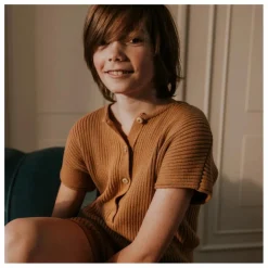 Combinaison Maille Ajourée Coton Bio | Camel