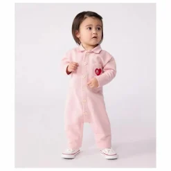 Combinaison Pompiste Cœur Coton Bio | Rose
