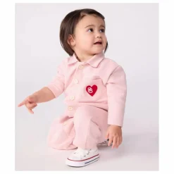 Combinaison Pompiste Cœur Coton Bio | Rose