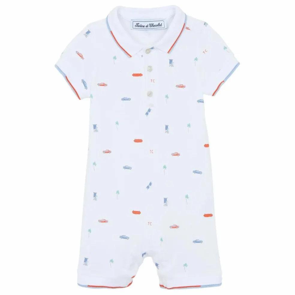 Combishort Motif Voiture | Blanc