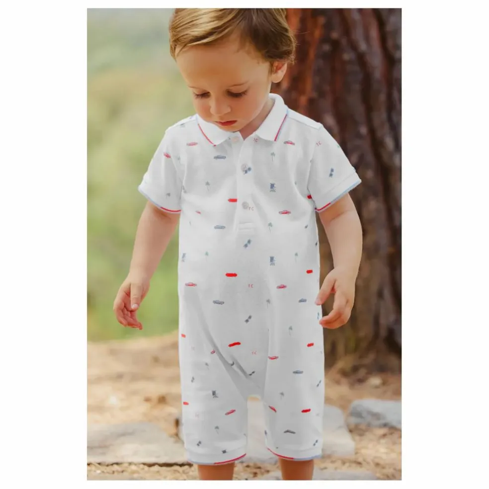 Combishort Motif Voiture | Blanc