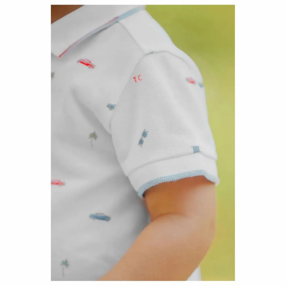 Combishort Motif Voiture | Blanc