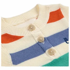 Combishort Rayure Maille Coton Bio | Ecru