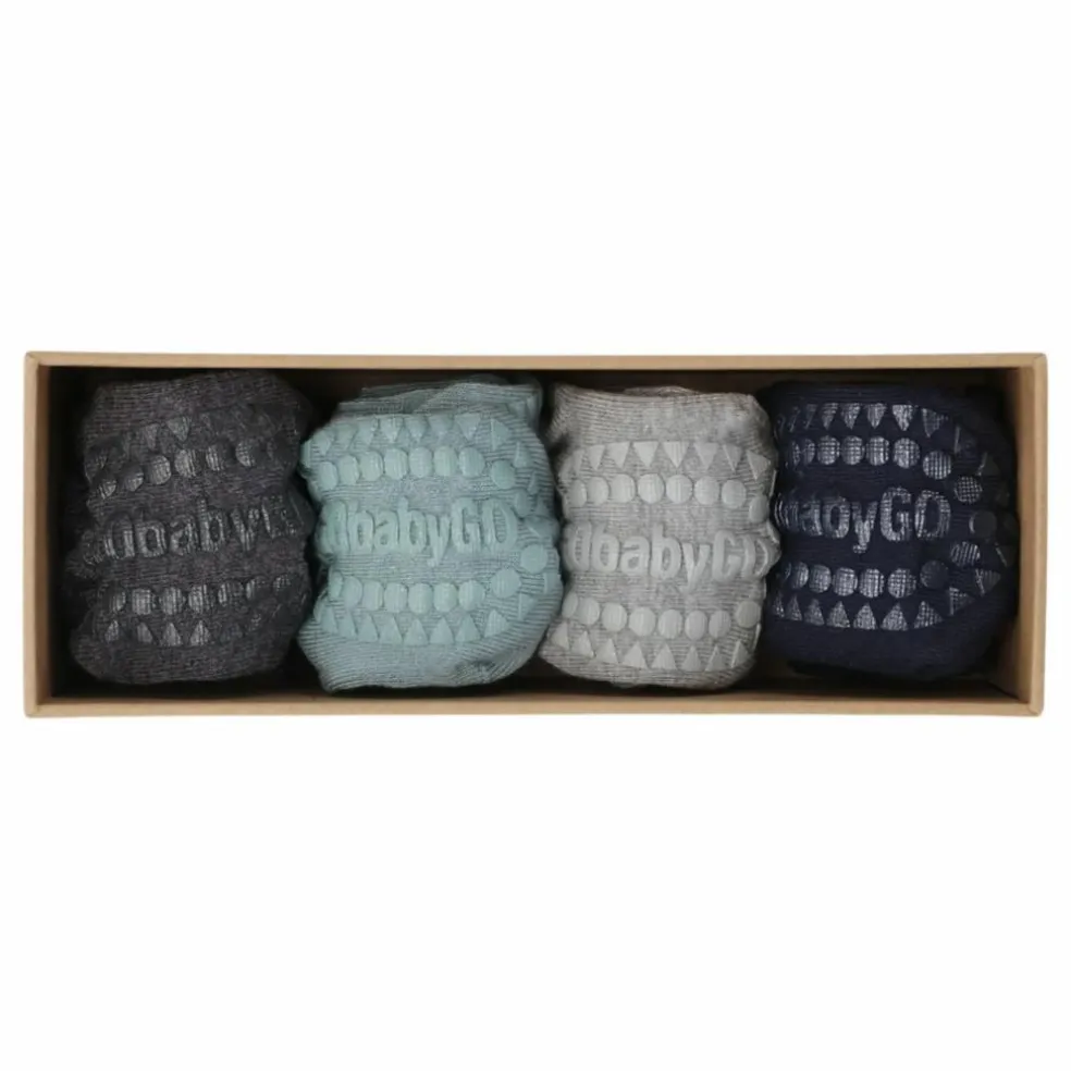 Combo Box 4 Chaussettes Antidérapantes Bamboo | Bleu