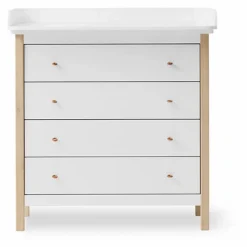 Commode à langer en chêne Wood | Blanc