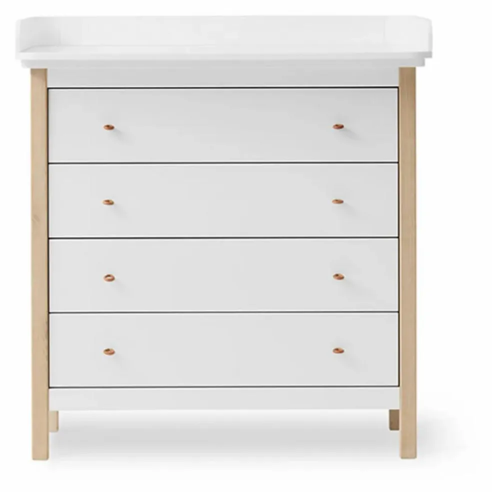 Commode à langer en chêne Wood | Blanc