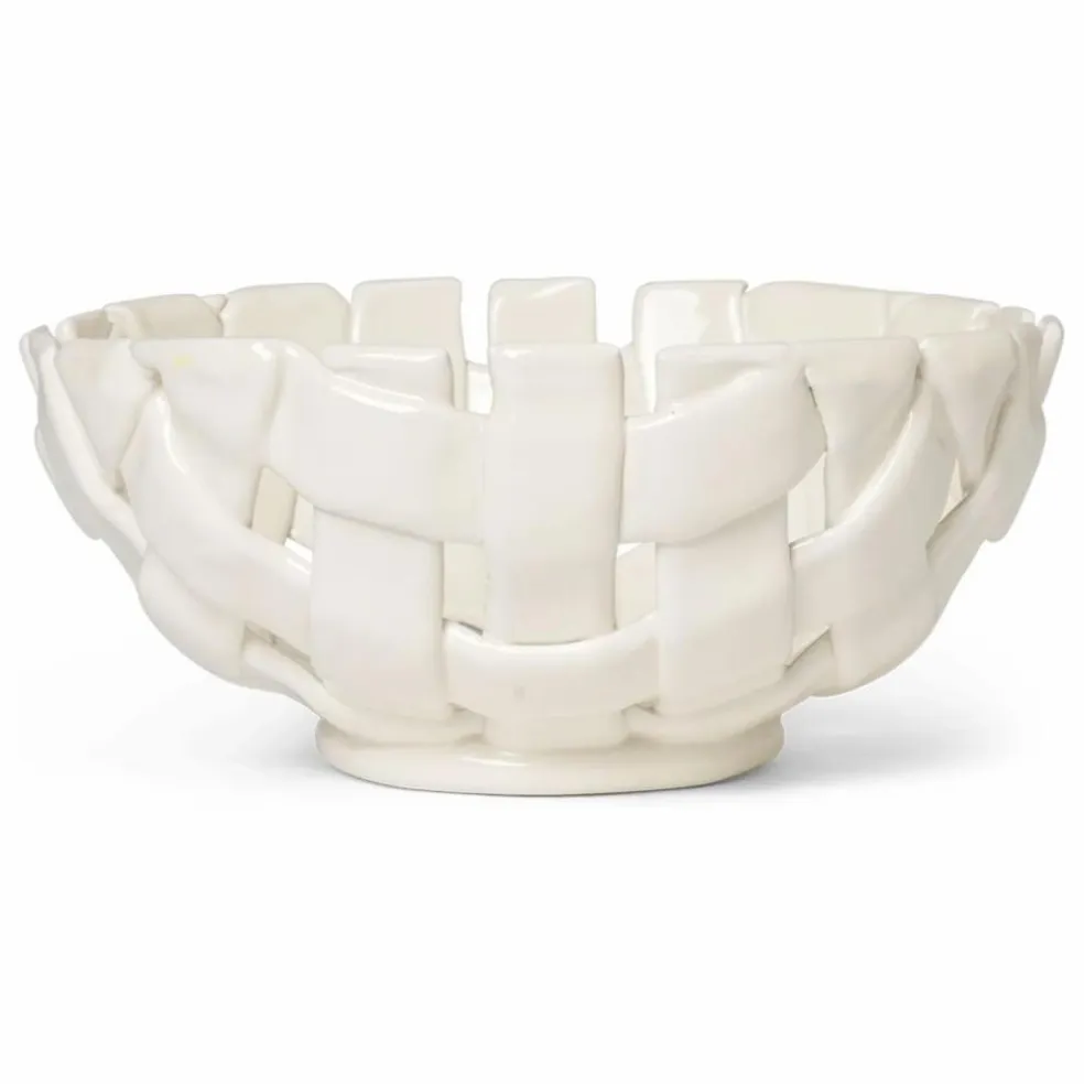 Corbeille en céramique Plait | Off-White