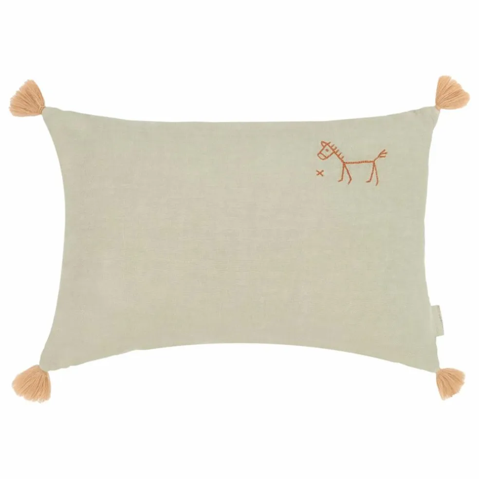 Coussin à pompons - Lin Français | Matcha