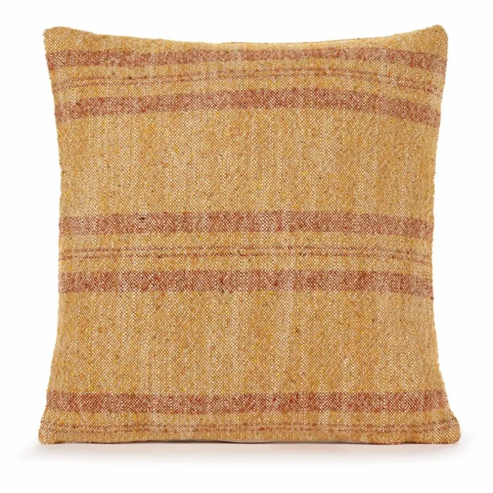 Coussin à rayures en lin | Ocre