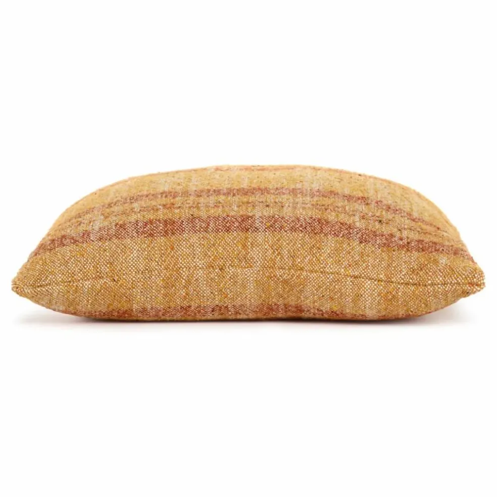 Coussin à rayures en lin | Ocre