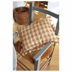 Coussin à volant | Jaune moutarde