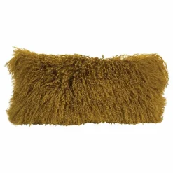 Coussin basic en peau de chèvre du Tibet | Ocre