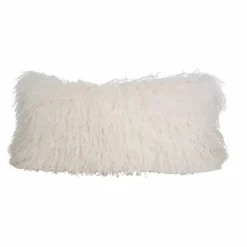 Coussin basic en peau de chèvre du Tibet | Blanc
