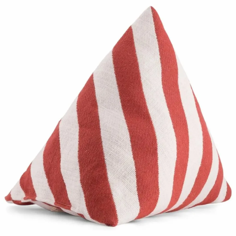 Coussin berlingot Divino à rayures en jacquard | Brique