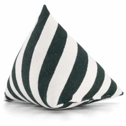 Coussin berlingot Divino à rayures en jacquard | Vert foncé