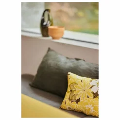 Coussin brodé Daisy | Vert anis
