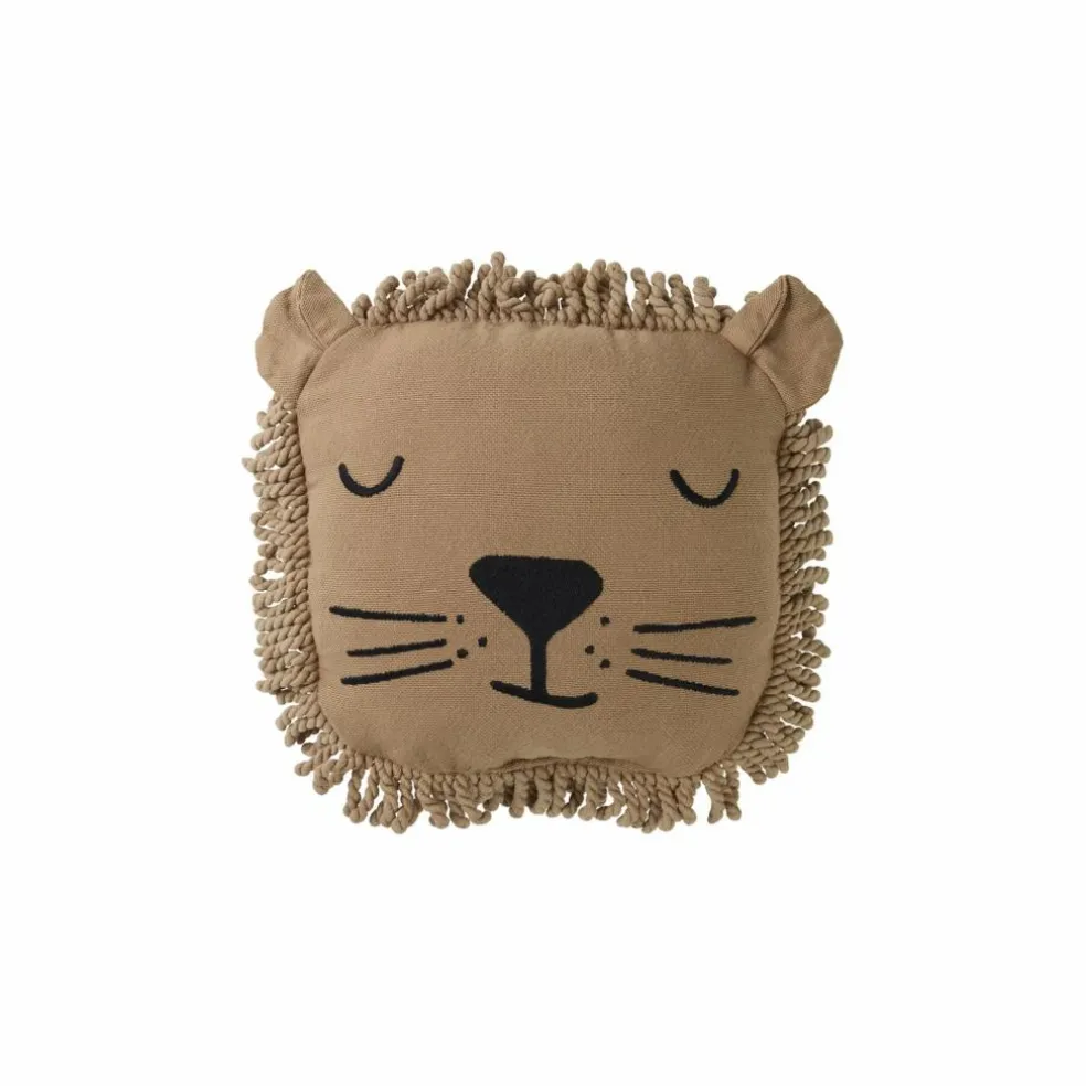 Coussin brodé Lion | Sable