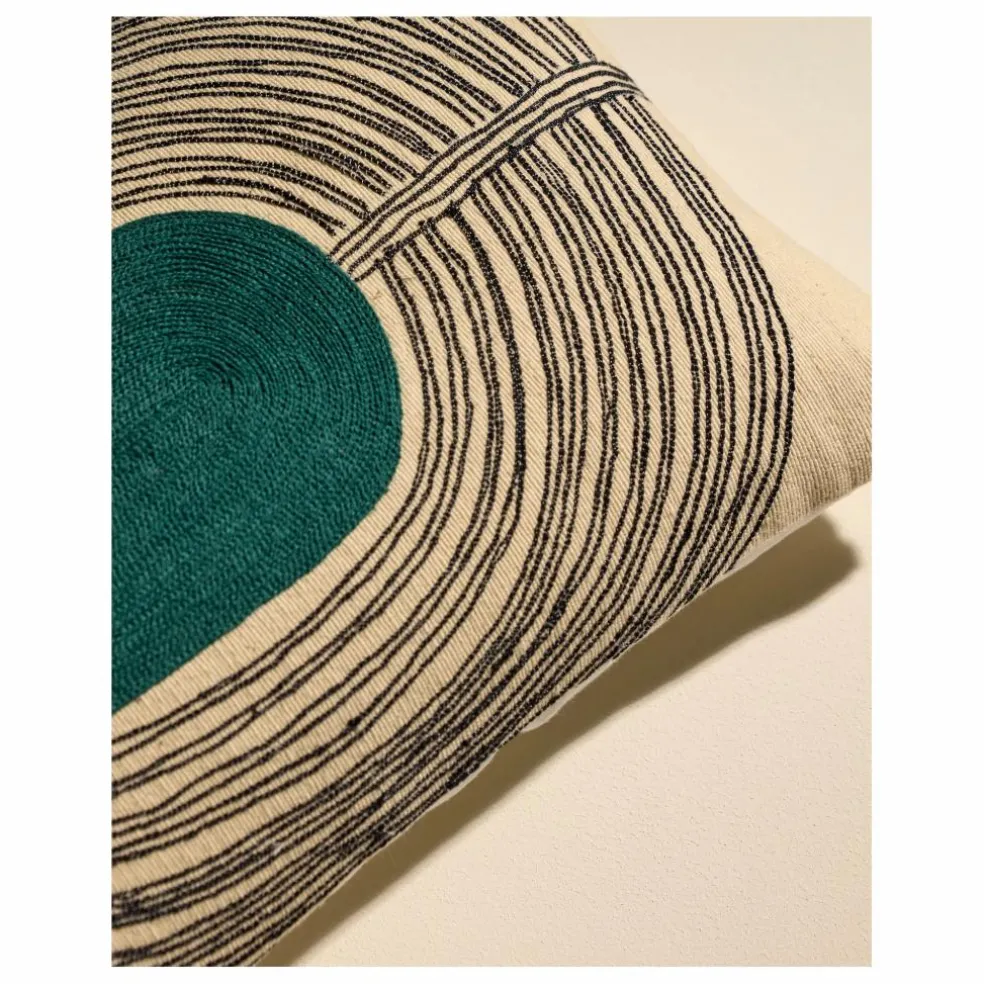 Coussin brodé Mirage | Bleu Sarah