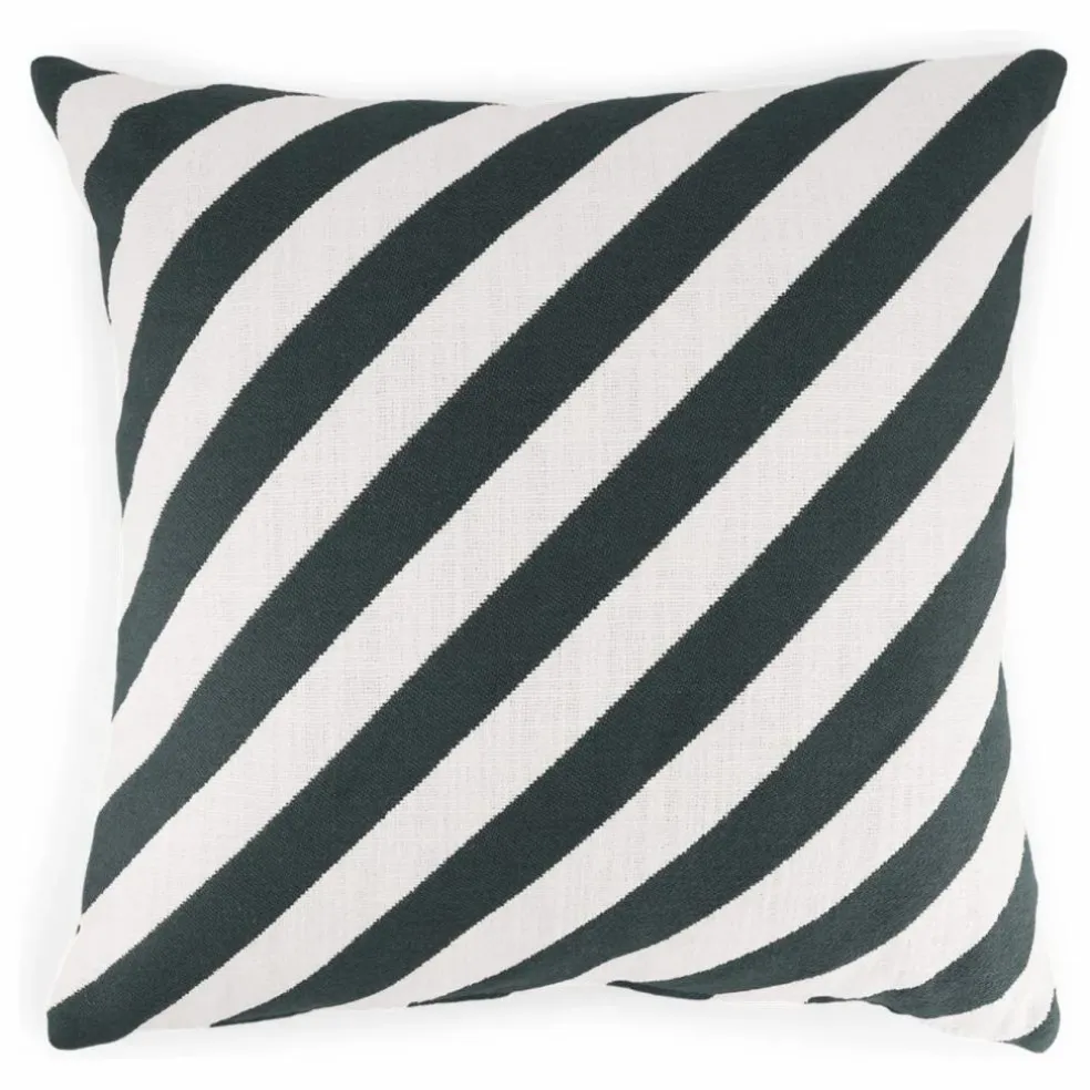 Coussin carré Carino en jacquard à rayures | Vert foncé