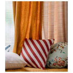 Coussin carré Carino en jacquard à rayures | Brique
