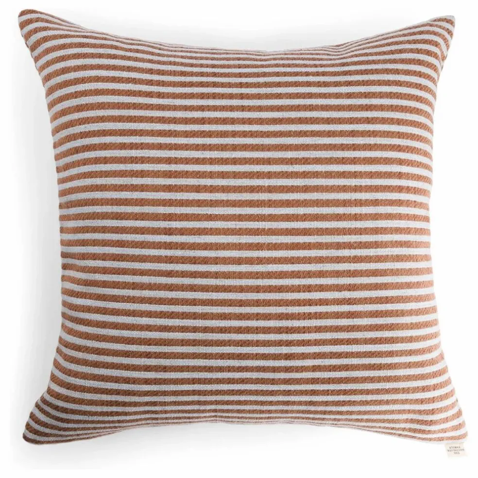 Coussin carré Carino en tissu rayé | Marron