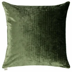 Coussin carré Carino en velours côtelé brillant | Vert olive