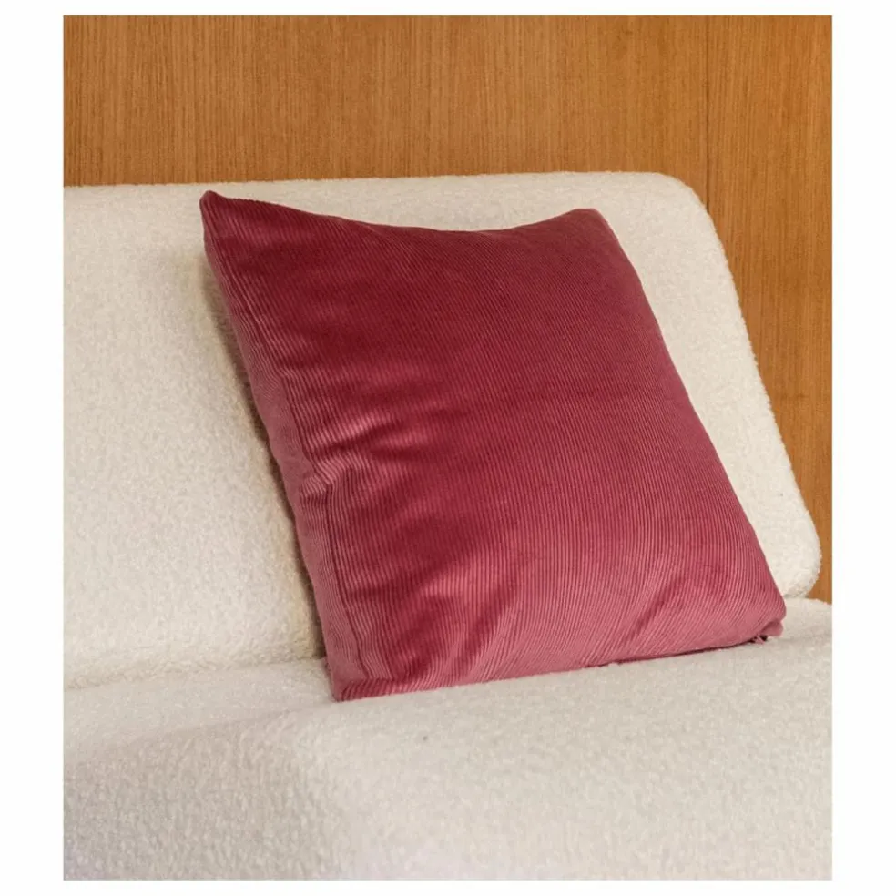 Coussin carré Carino en velours côtelé | Rose