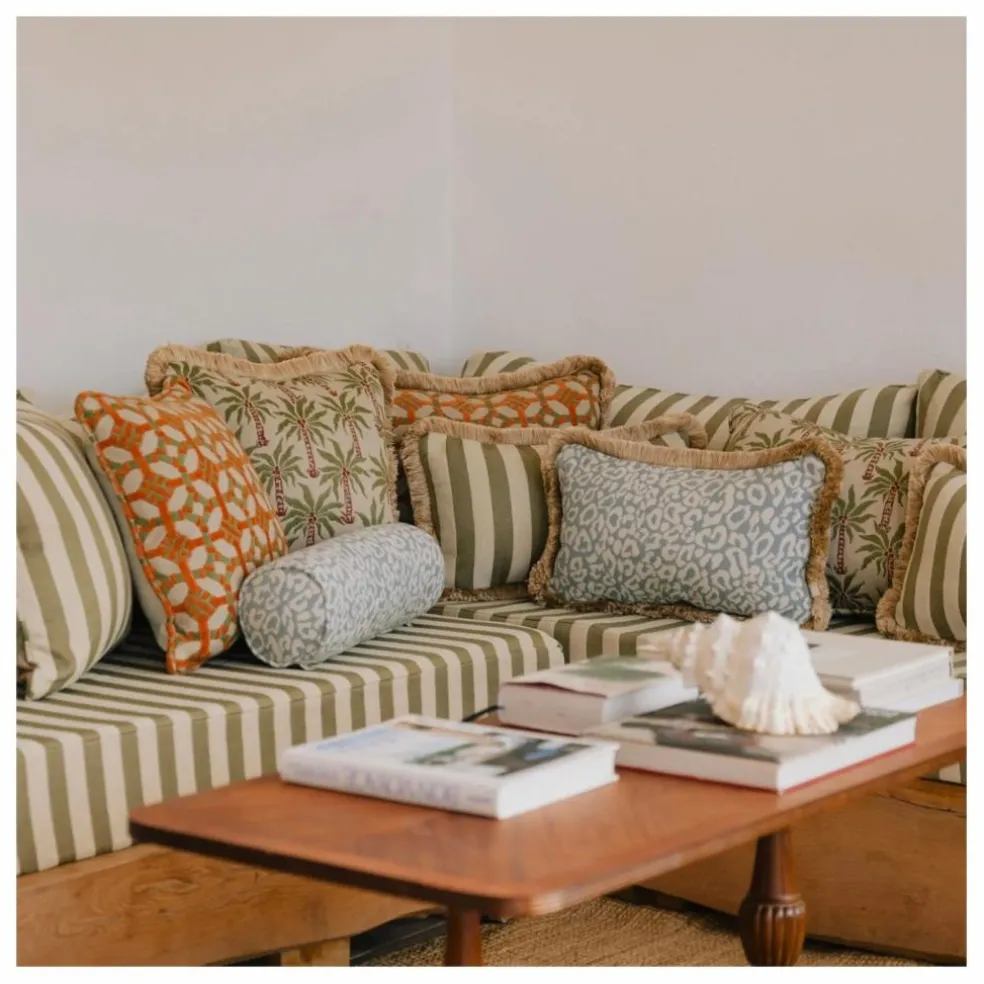 Coussin cylindrique Maya | Bleu Glacier