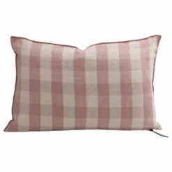 Coussin en lin lavé Vichy Cottage | Bois de rose