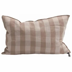 Coussin en lin lavé Vichy Cottage | Nude