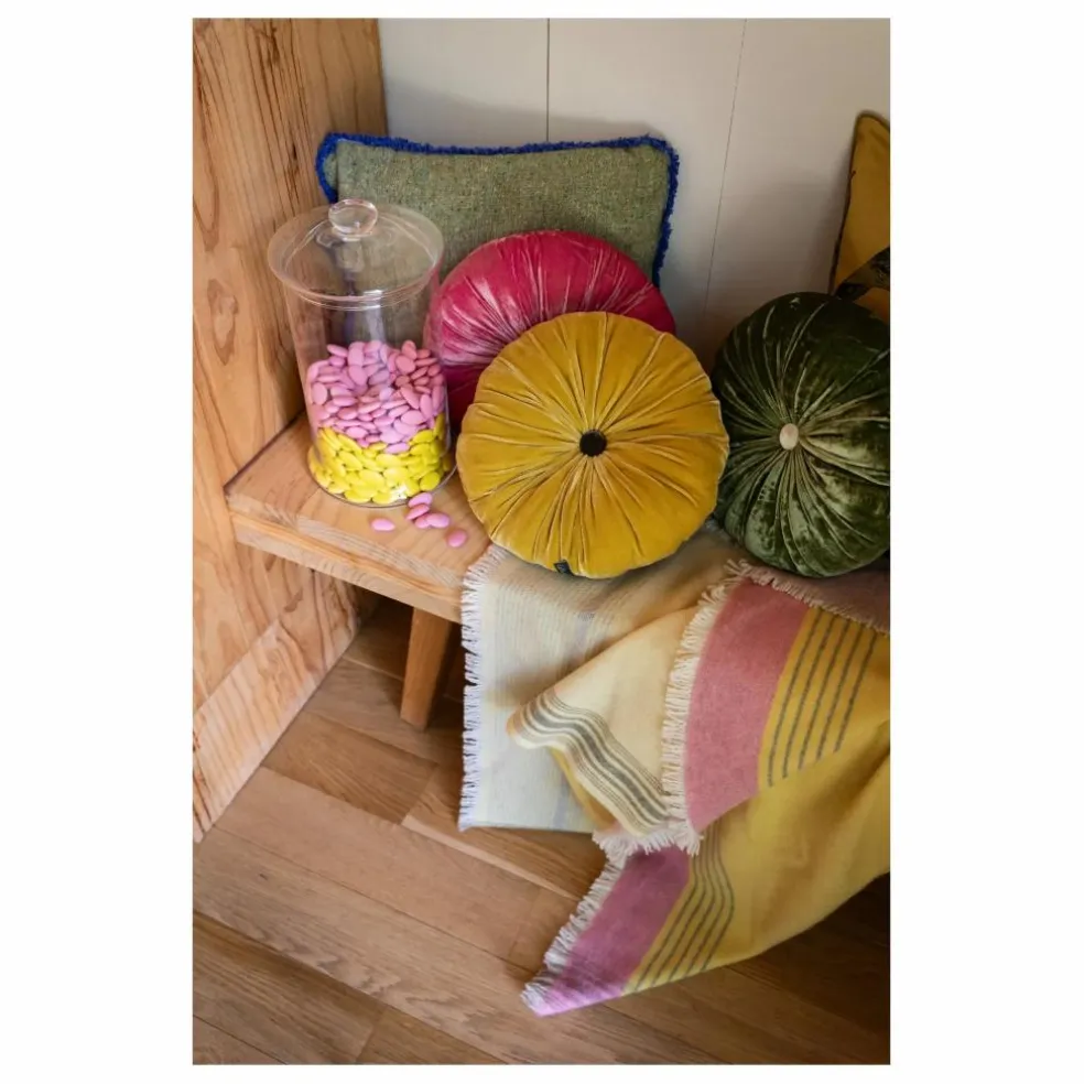 Coussin en velours de soie Goa | Jaune