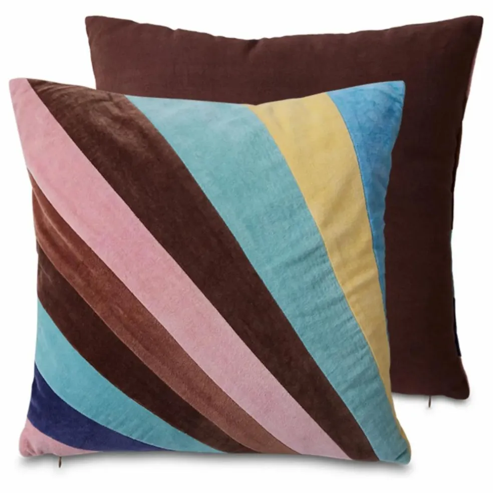 Coussin en velours Striped | Rose