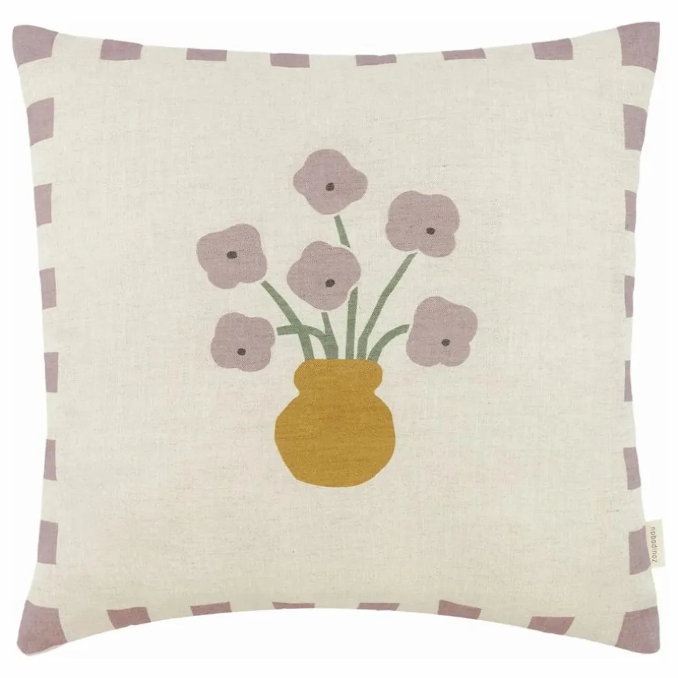 Coussin Fleurs - Lin Français | Lilas