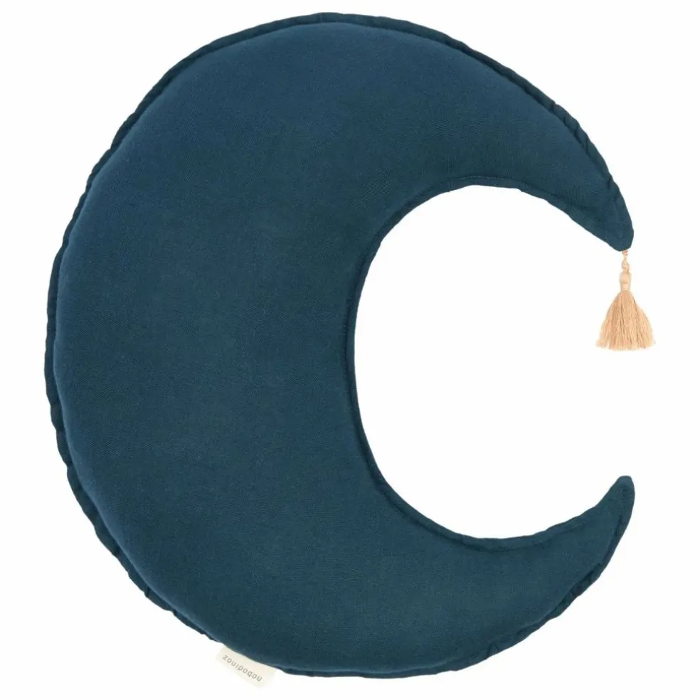 Coussin Lune - Lin Français | Bleu nuit
