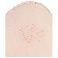 Coussin Nuage avec broderie Oiseau - Lin Français | Rose pâle