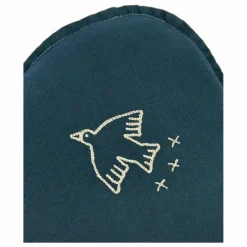 Coussin Nuage avec broderie Oiseau - Lin Français | Bleu nuit