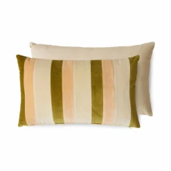 Coussin rayé en velours | Crème